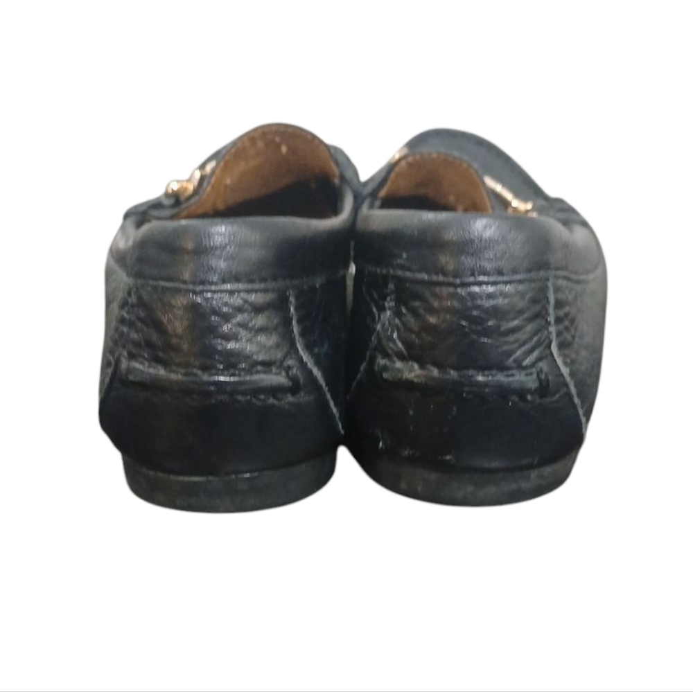 Coach Black Leather Loafers with Gold Accent - Picture 10 of 11
